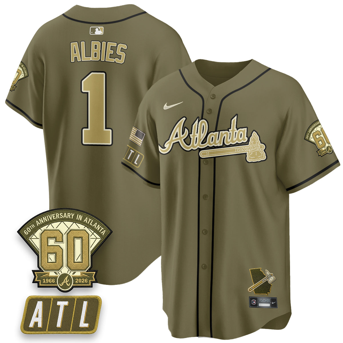 ATL New Era Olive 2026 Armed Forces Day Vapor Limited Jersey - Stitched