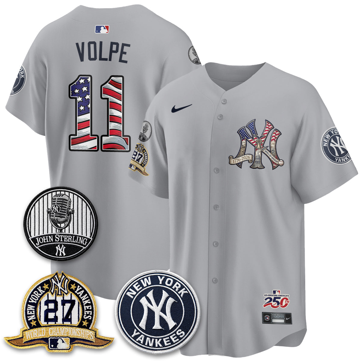 NYY Independence Day USA Vapor Limited Jersey - Stitched