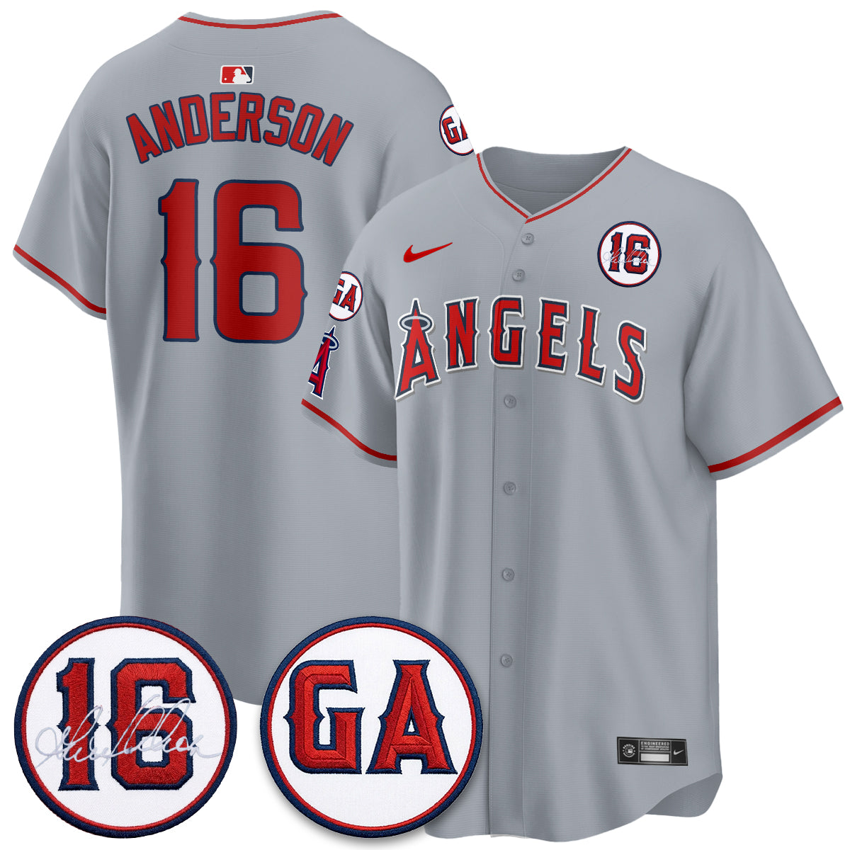LAA Garret Anderson Tribute Patch Vapor Premier Limited Jersey - All Stitched