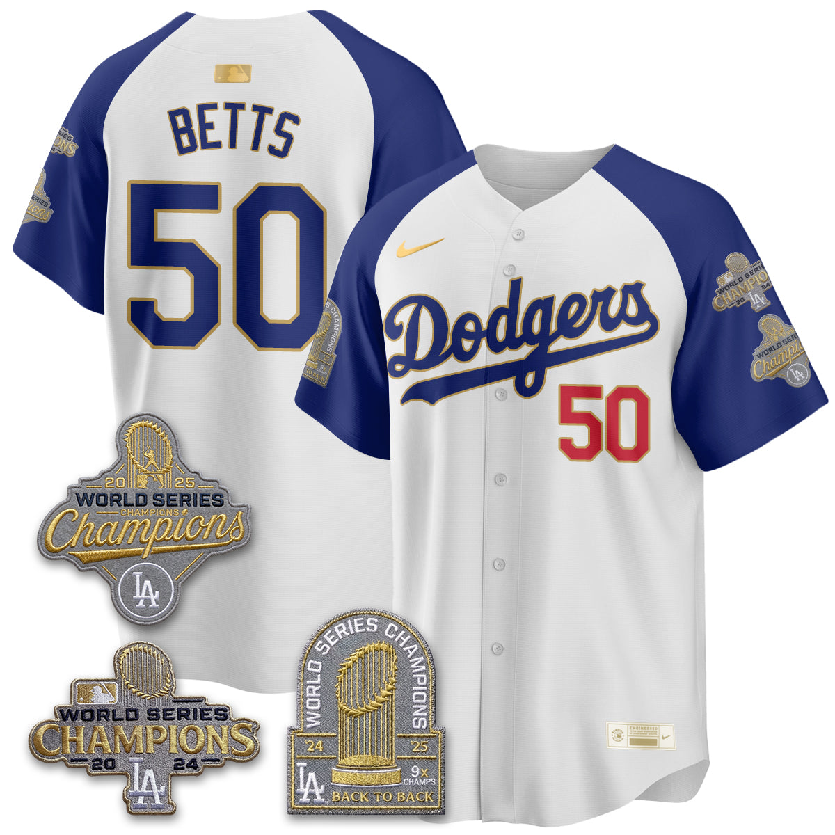 LAD Gold Collection Stadium Vapor Limited Jersey - Back to Back 9x Champs - Stitched