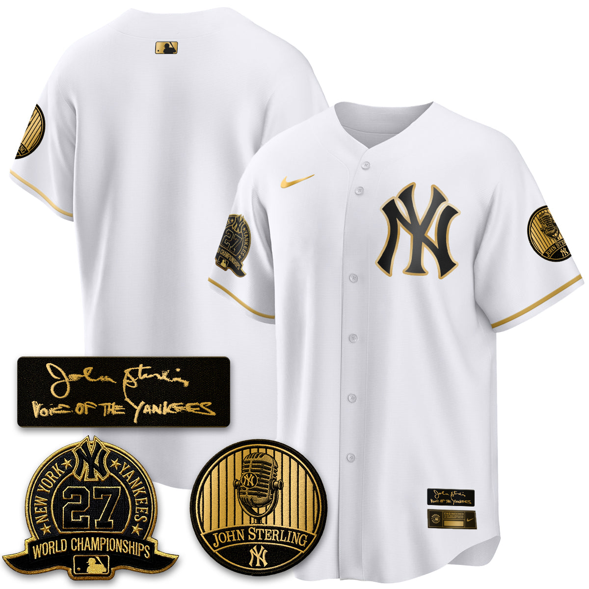 NYY John Sterling Tribute Patch Vapor Premier Limited Jersey - Stitched