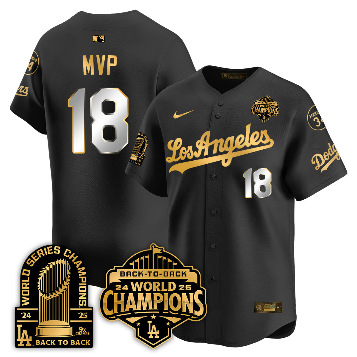LAD Alternate  Vapor Limited Jersey - 9x Champs - Stitched