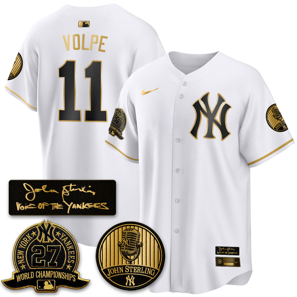 NYY John Sterling Tribute Patch Vapor Premier Limited Jersey - Stitched