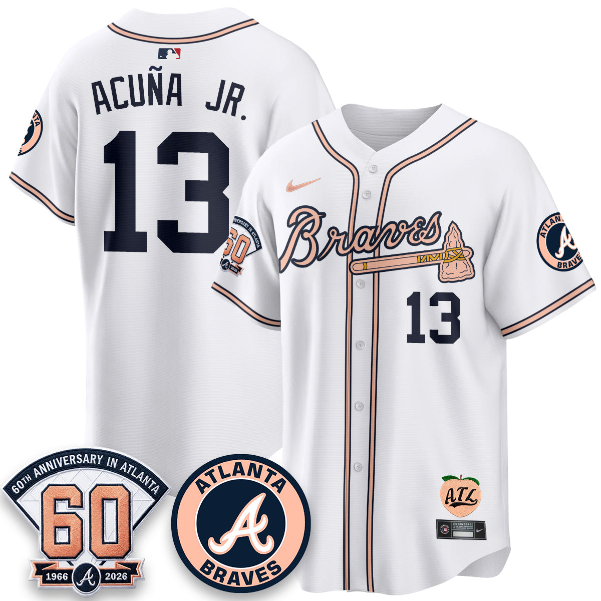 ATL 60th Anniversary Peach Edition Vapor Premier Limited Jersey - Stitched (28)
