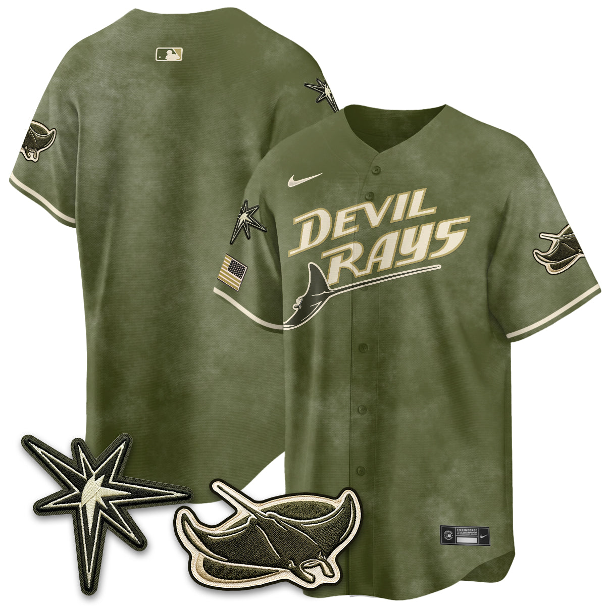TB New Era Olive 2026 Armed Forces Day Jersey - All Stitched