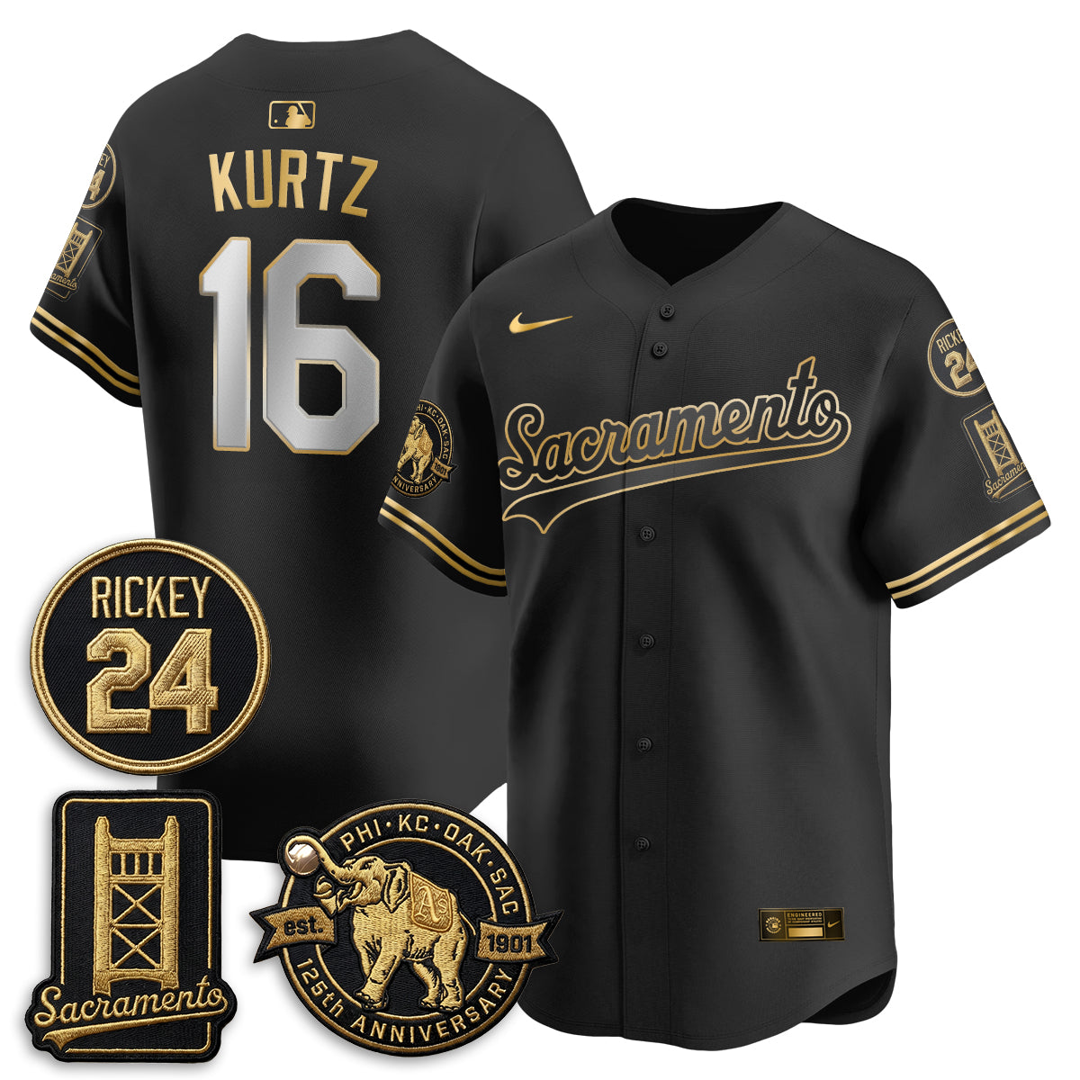 OAK 2026 Alternate Sacramento 125 Years Limited Vapor Gold Edition Jersey - All Stitched