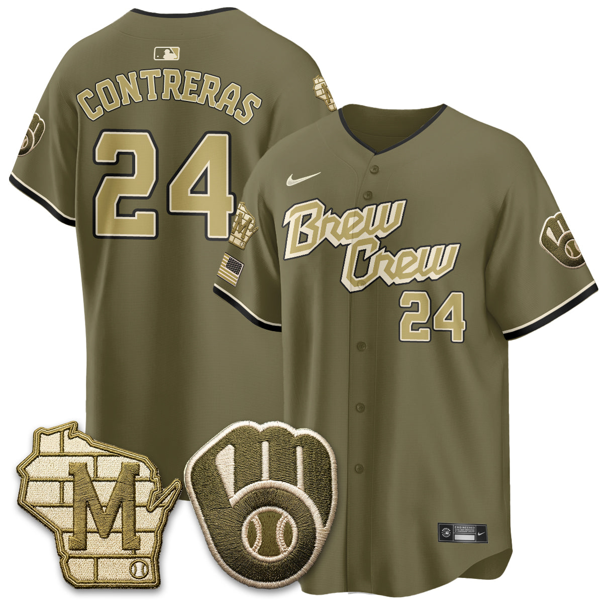MIL New Era Olive 2026 Armed Forces Day Jersey - Stitched