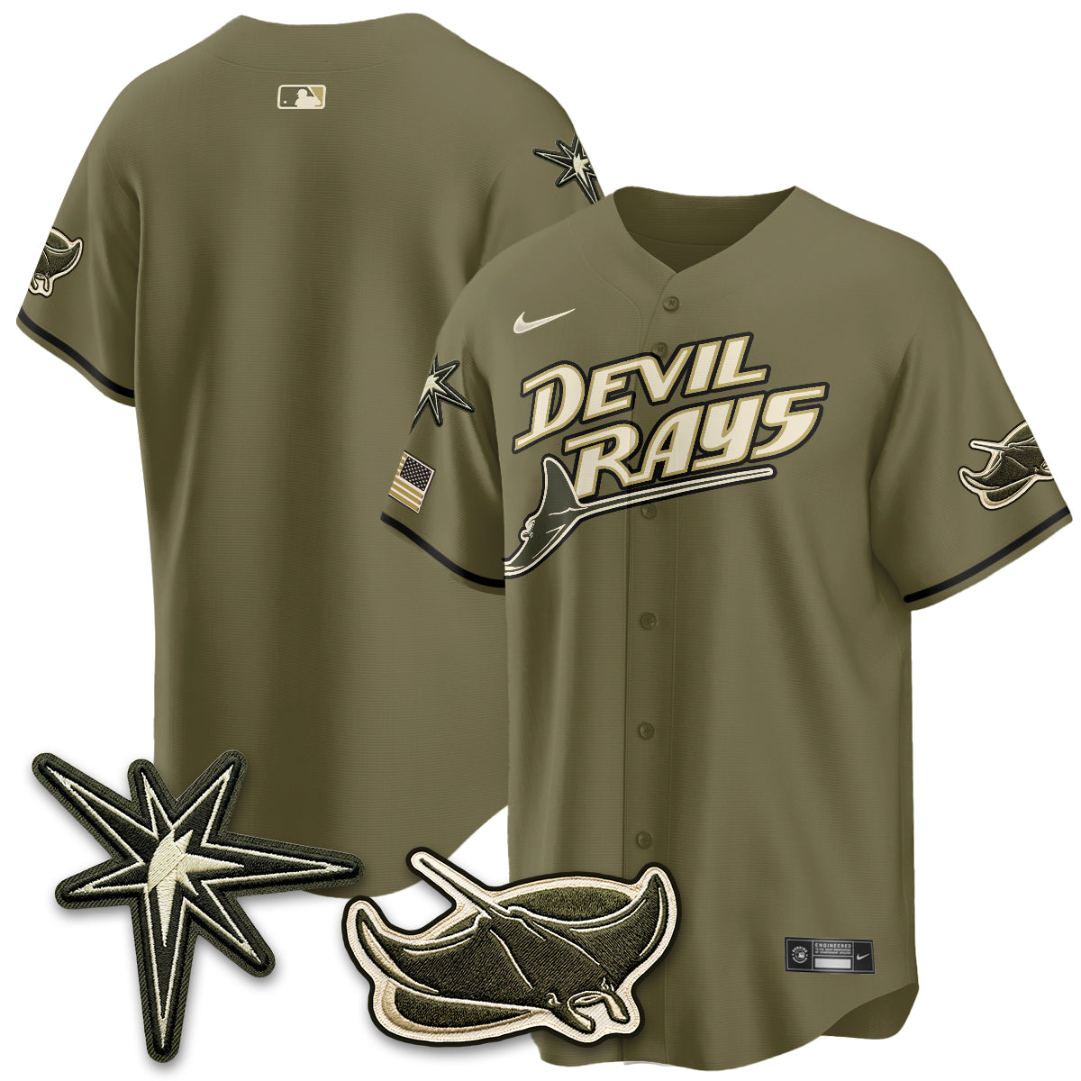 TB New Era Olive 2026 Armed Forces Day Jersey - Stitched