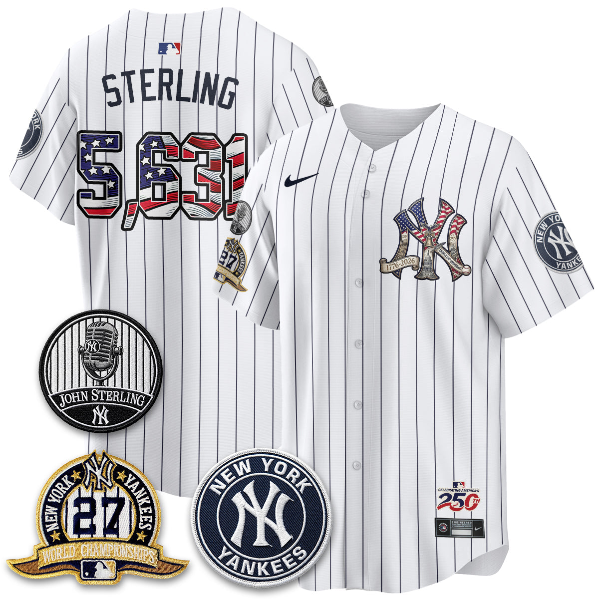NYY Independence Day USA Vapor Limited Jersey - Stitched