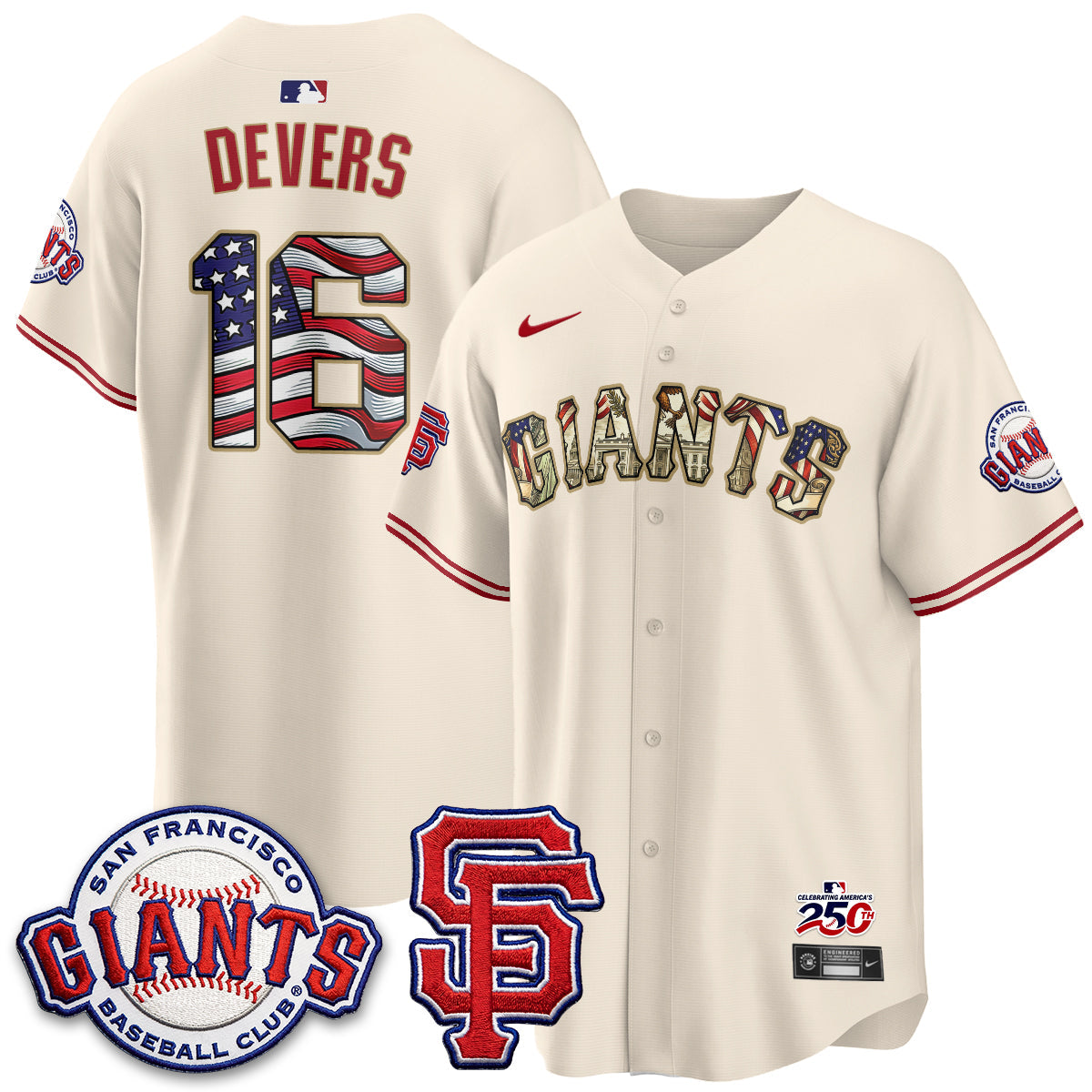 San Francisco Giants2026 Independence Day USA Jersey - Stitched