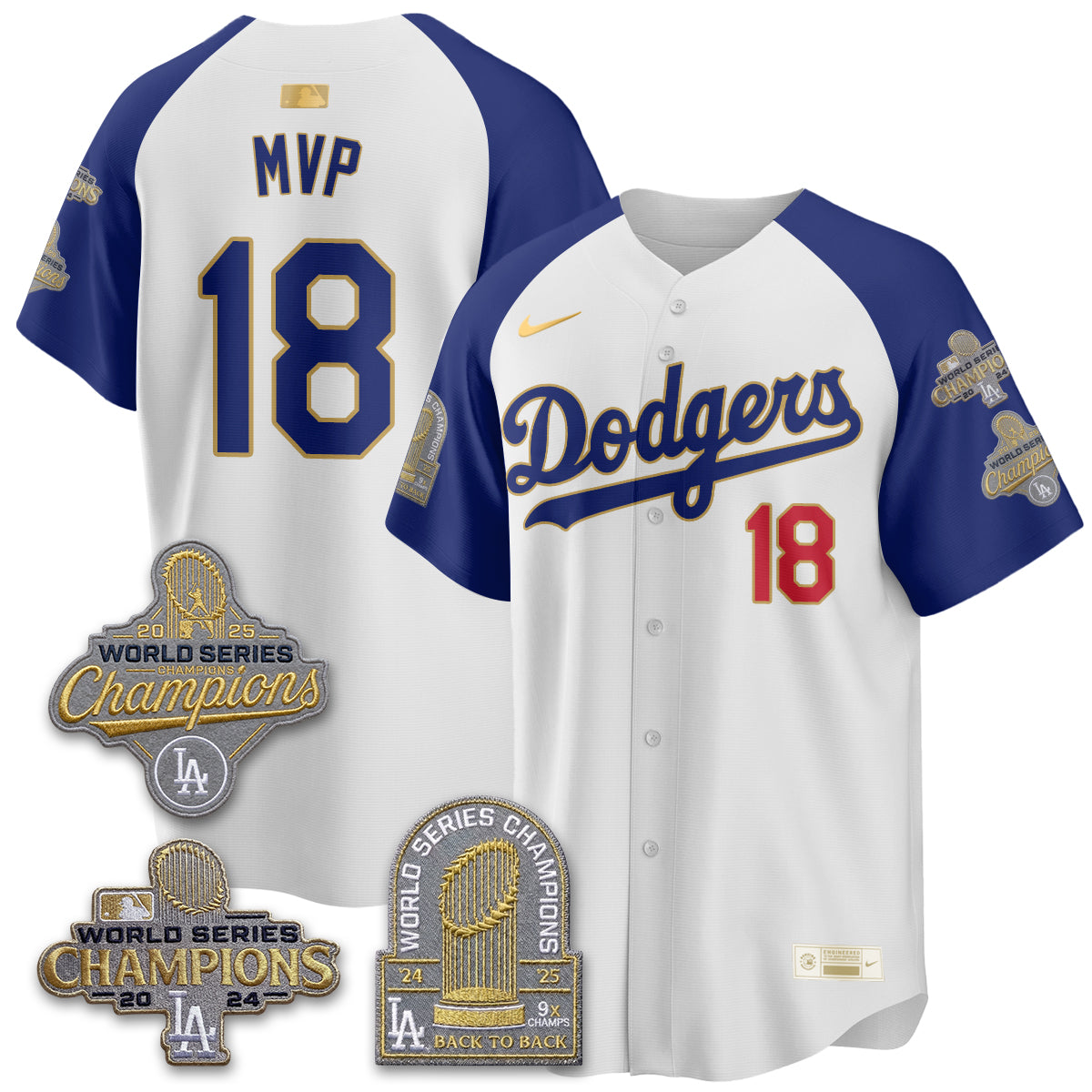 LAD Gold Collection Stadium Vapor Limited Jersey - Back to Back 9x Champs - Stitched