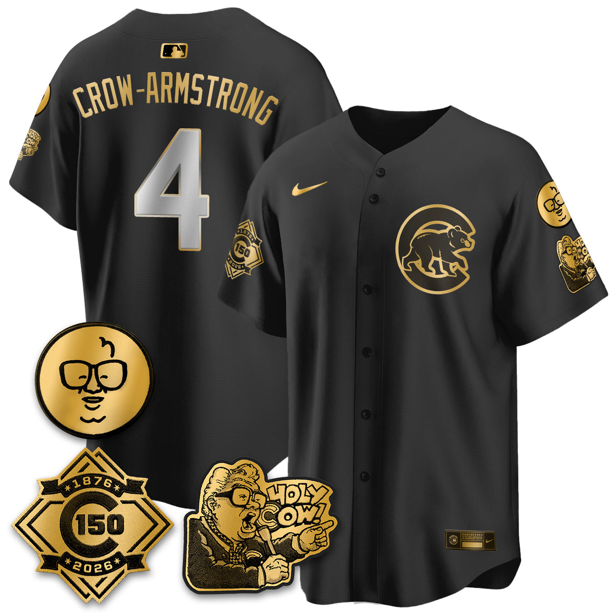 CHC 150th Anniversary Harry Caray Holy Cow Vapor Premier Limited Jersey - Stitched V3