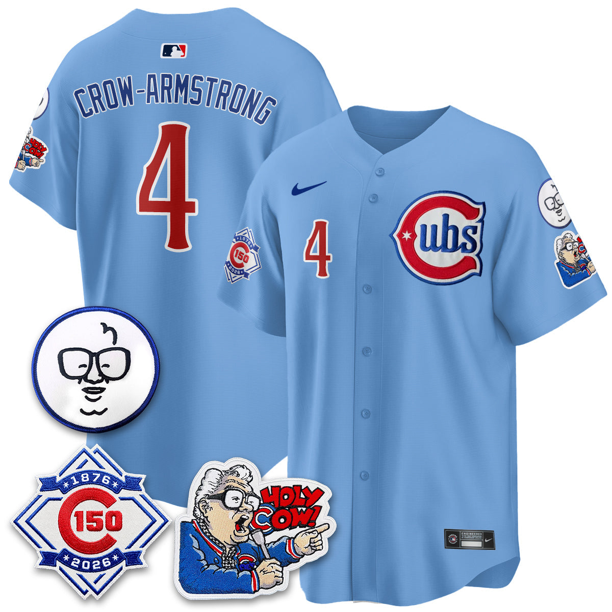 CHC 150th Anniversary Harry Caray Holy Cow Limited Blue Jersey - Stitched V2