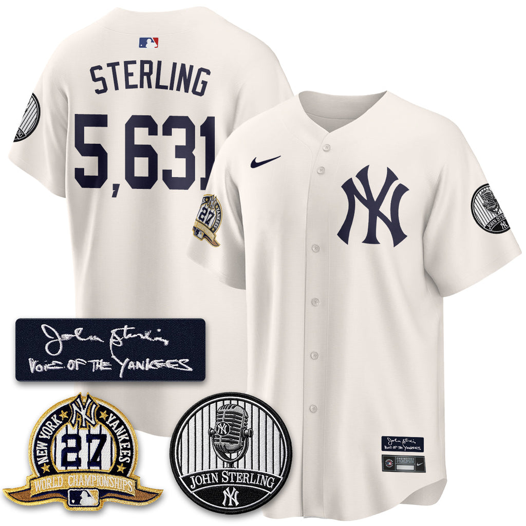 NYY John Sterling Tribute Patch Vapor Premier Limited Jersey - Stitched