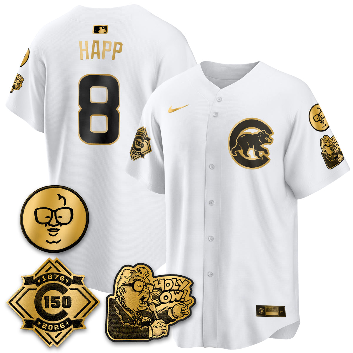 CHC 150th Anniversary Harry Caray Holy Cow Vapor Premier Limited Jersey - Stitched V3