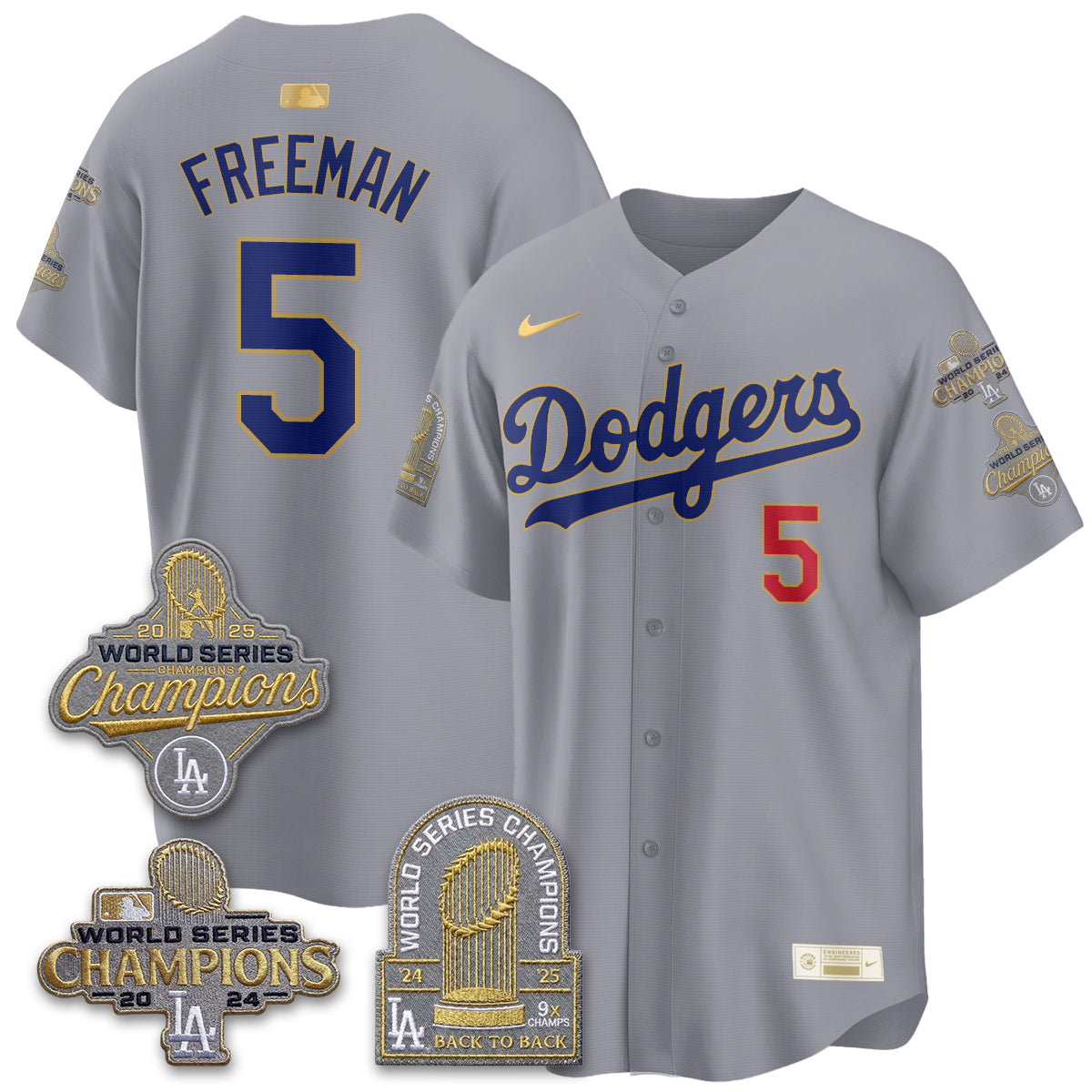 LAD Gold Collection Stadium Vapor Limited Jersey - Back to Back 9x Champs - Stitched