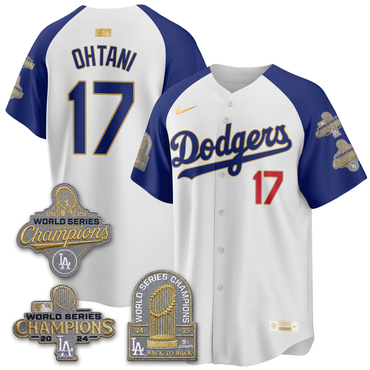 LAD Gold Collection Stadium Vapor Limited Jersey - Back to Back 9x Champs - Stitched