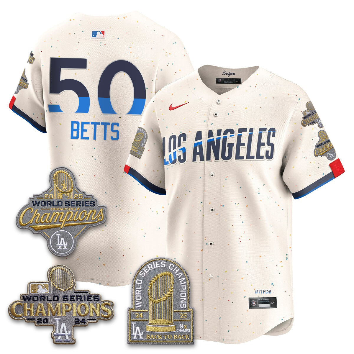 LAD Gold Collection Stadium Vapor Limited Jersey - Back to Back 9x Champs - Stitched
