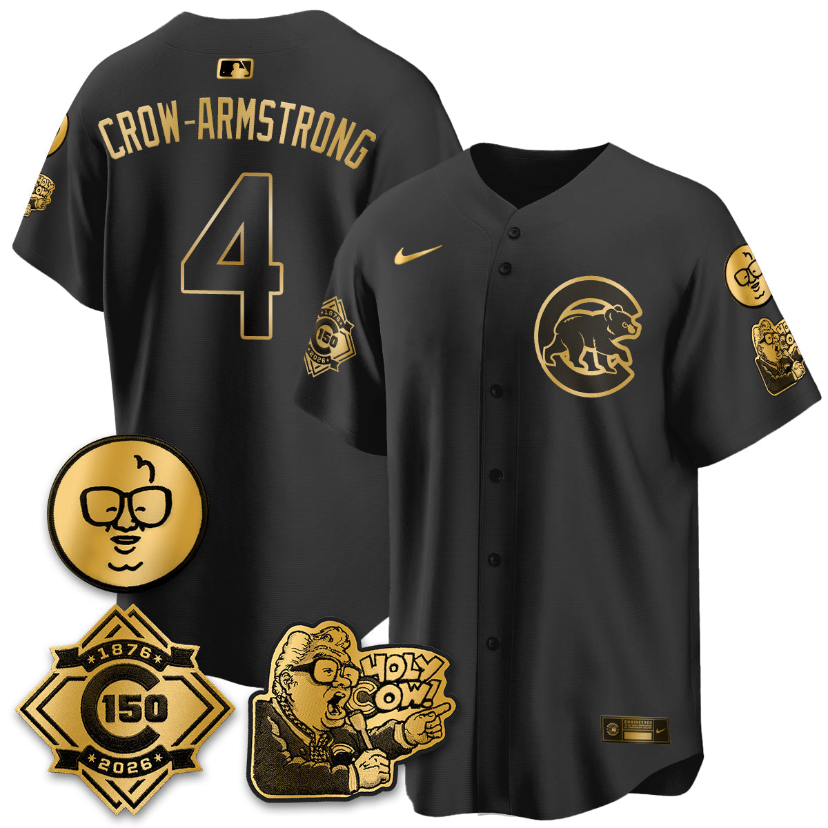 CHC 150th Anniversary Harry Caray Holy Cow Vapor Premier Limited Jersey - Stitched V3
