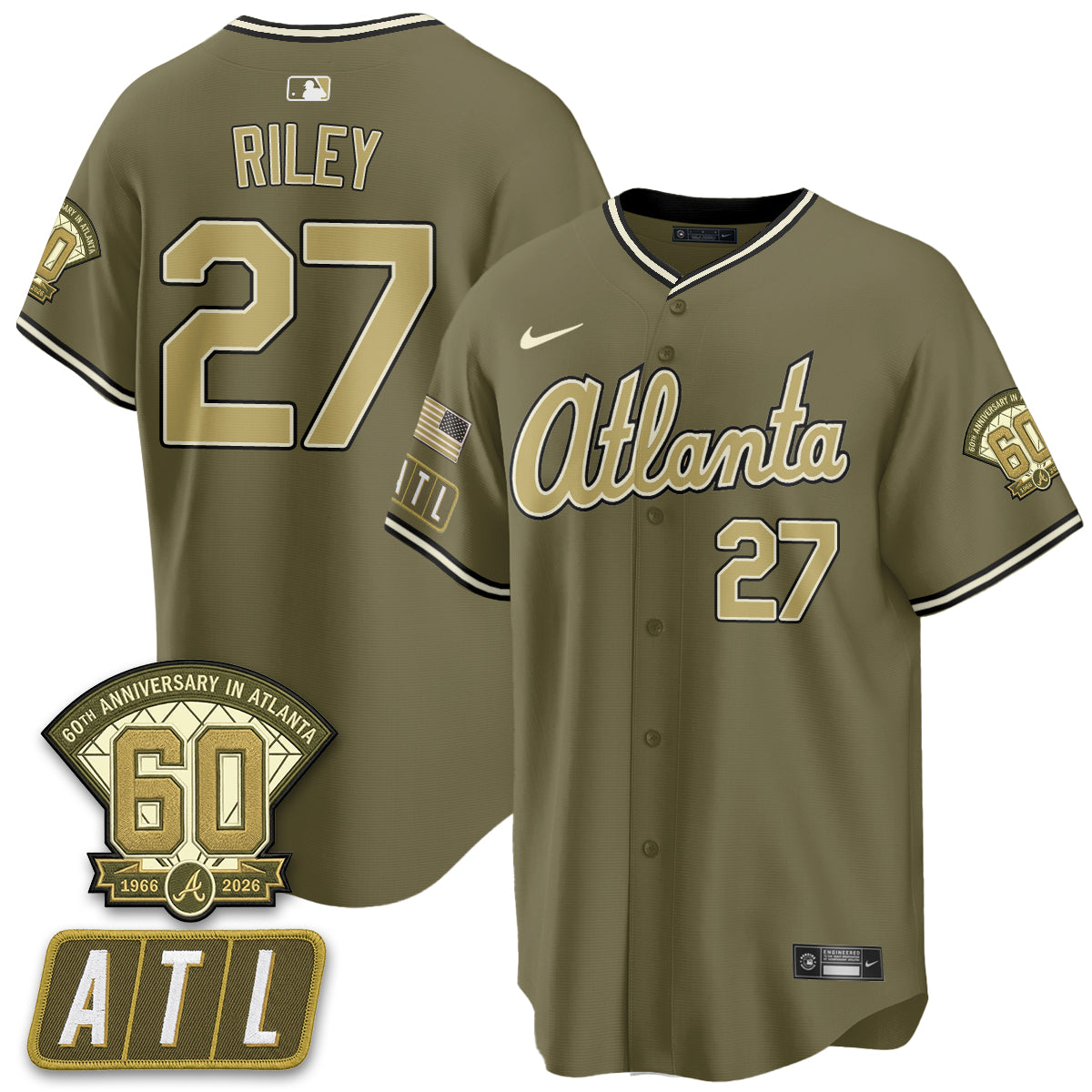 ATL New Era Olive 2026 Armed Forces Day Vapor Limited Jersey - Stitched