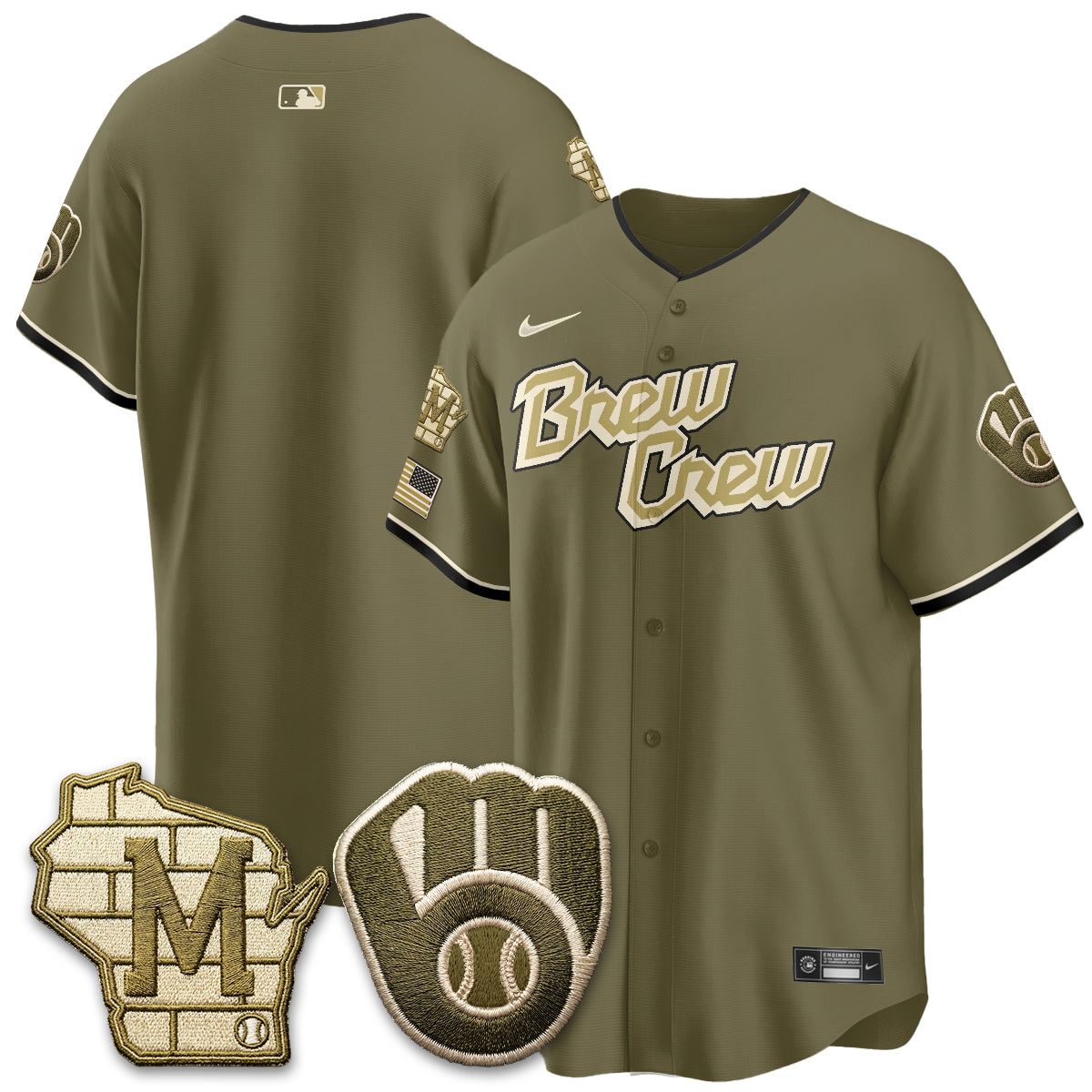 MIL New Era Olive 2026 Armed Forces Day Jersey - Stitched