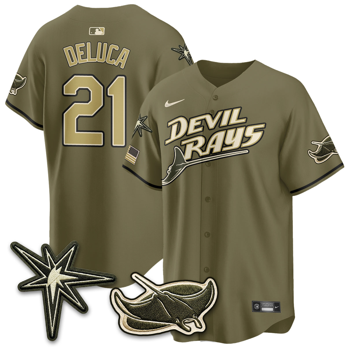 TB New Era Olive 2026 Armed Forces Day Jersey - All Stitched