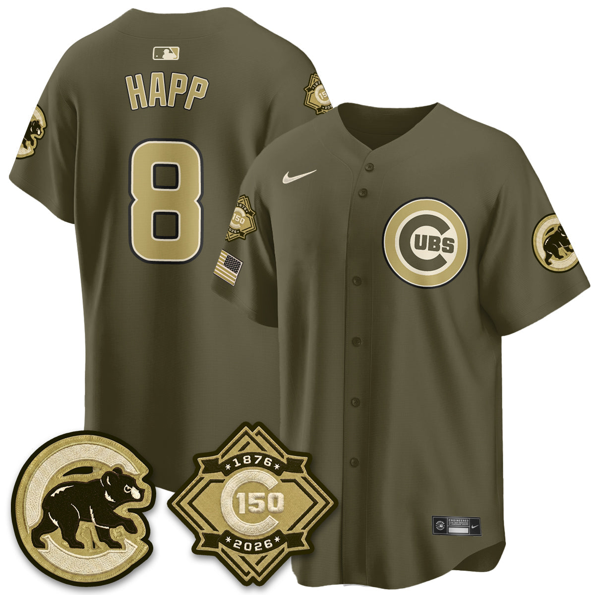 CHC New Era Olive 2026 Armed Forces Day Jersey -All Stitched