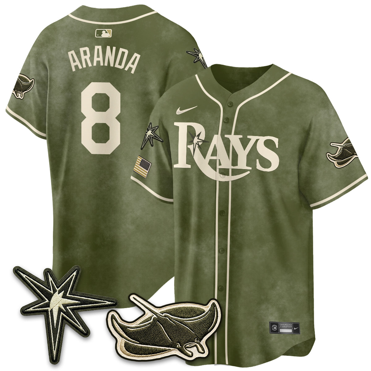 TB New Era Olive 2026 Armed Forces Day Jersey - Stitched