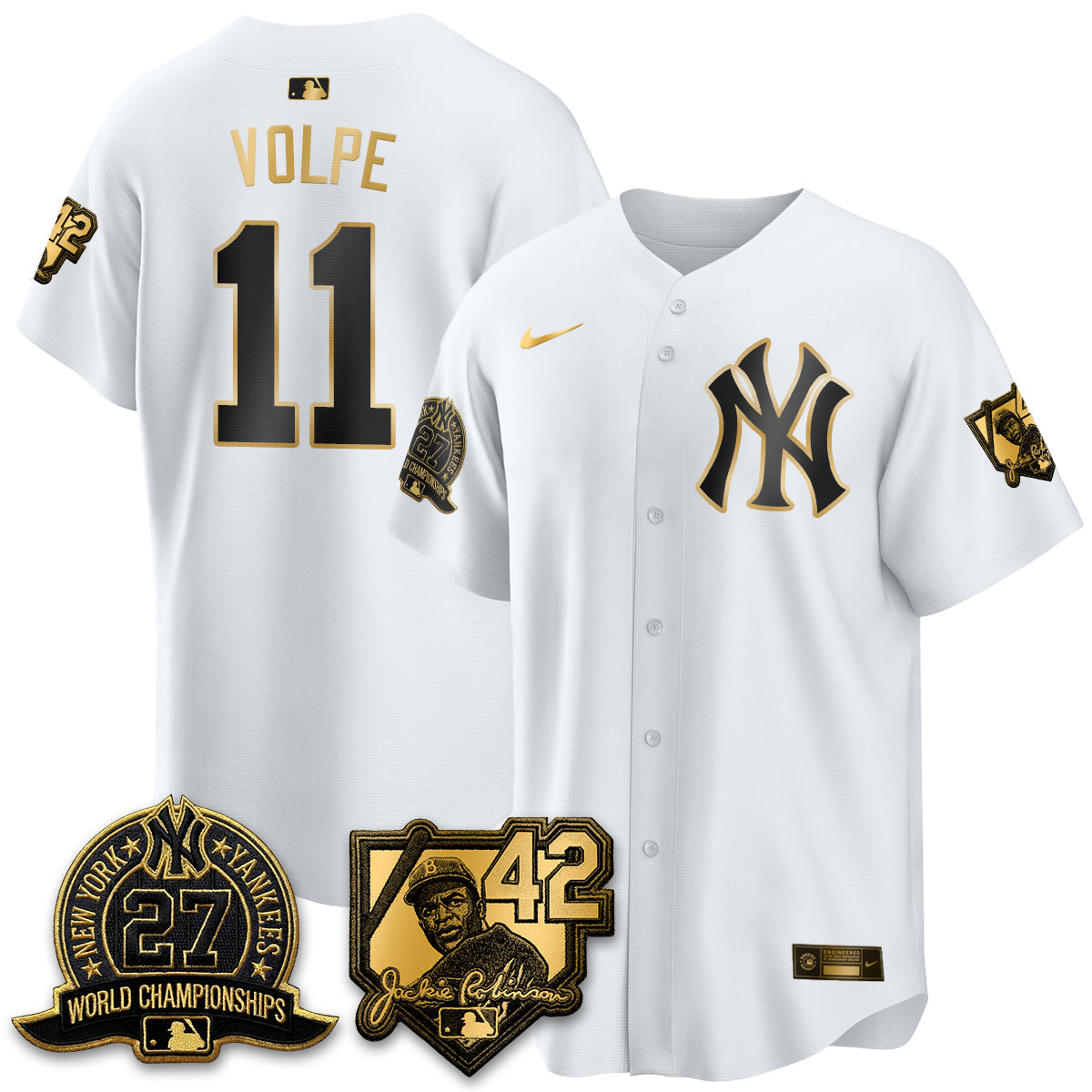 NYY 2026 Jackie Robinson Day Vapor Limited Gold Edition Jersey - All Stitched