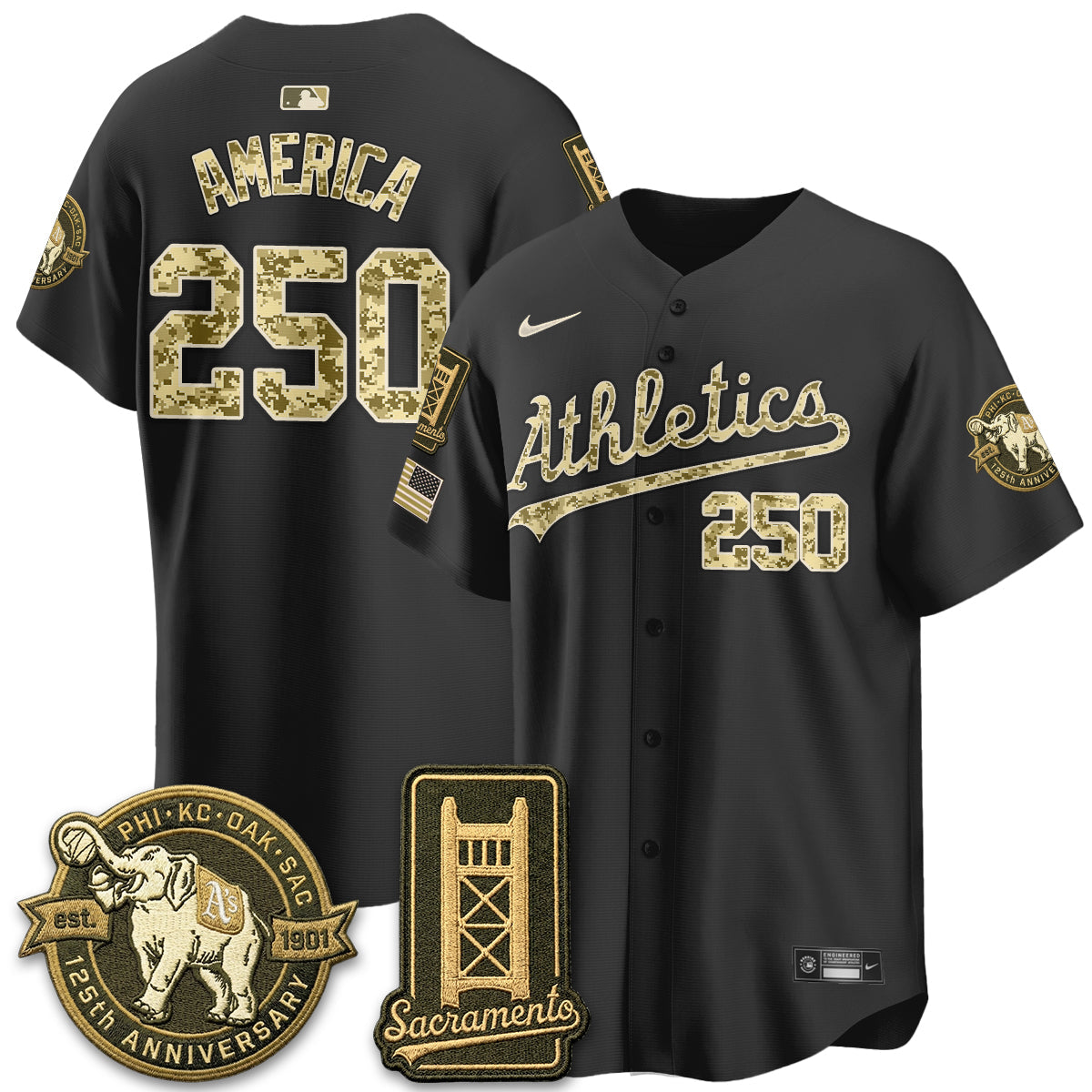 OAK Military Appreciation Game Day Jersey - Stitched