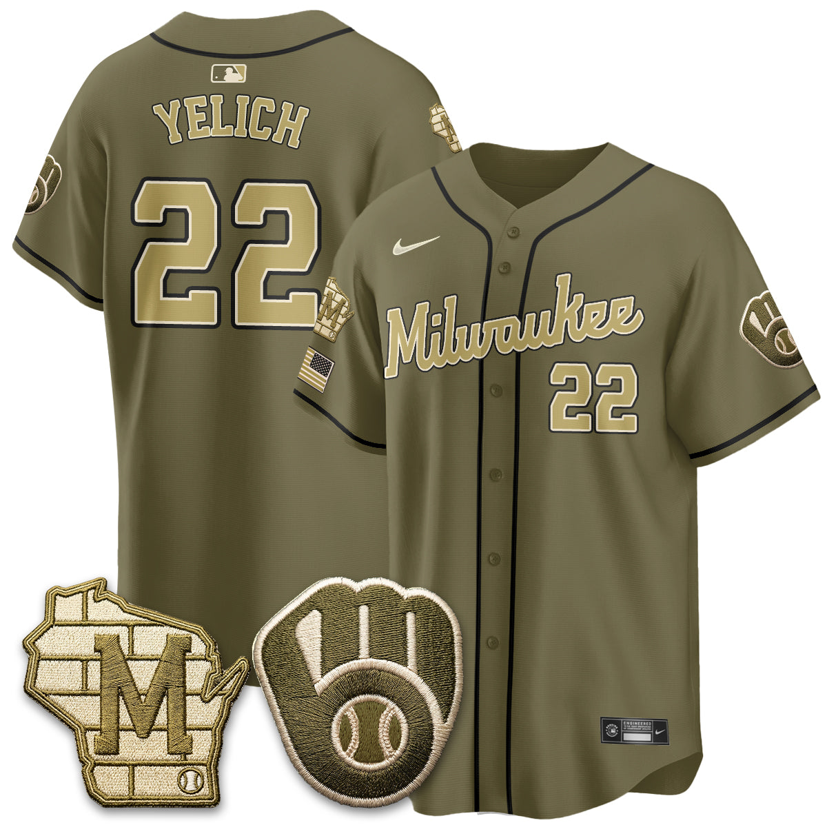 MIL New Era Olive 2026 Armed Forces Day Jersey - Stitched