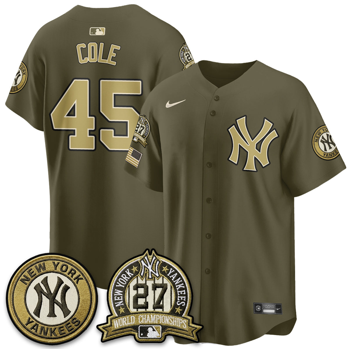 NYY New Era Olive 2026 Armed Forces Day Jersey -Stitched