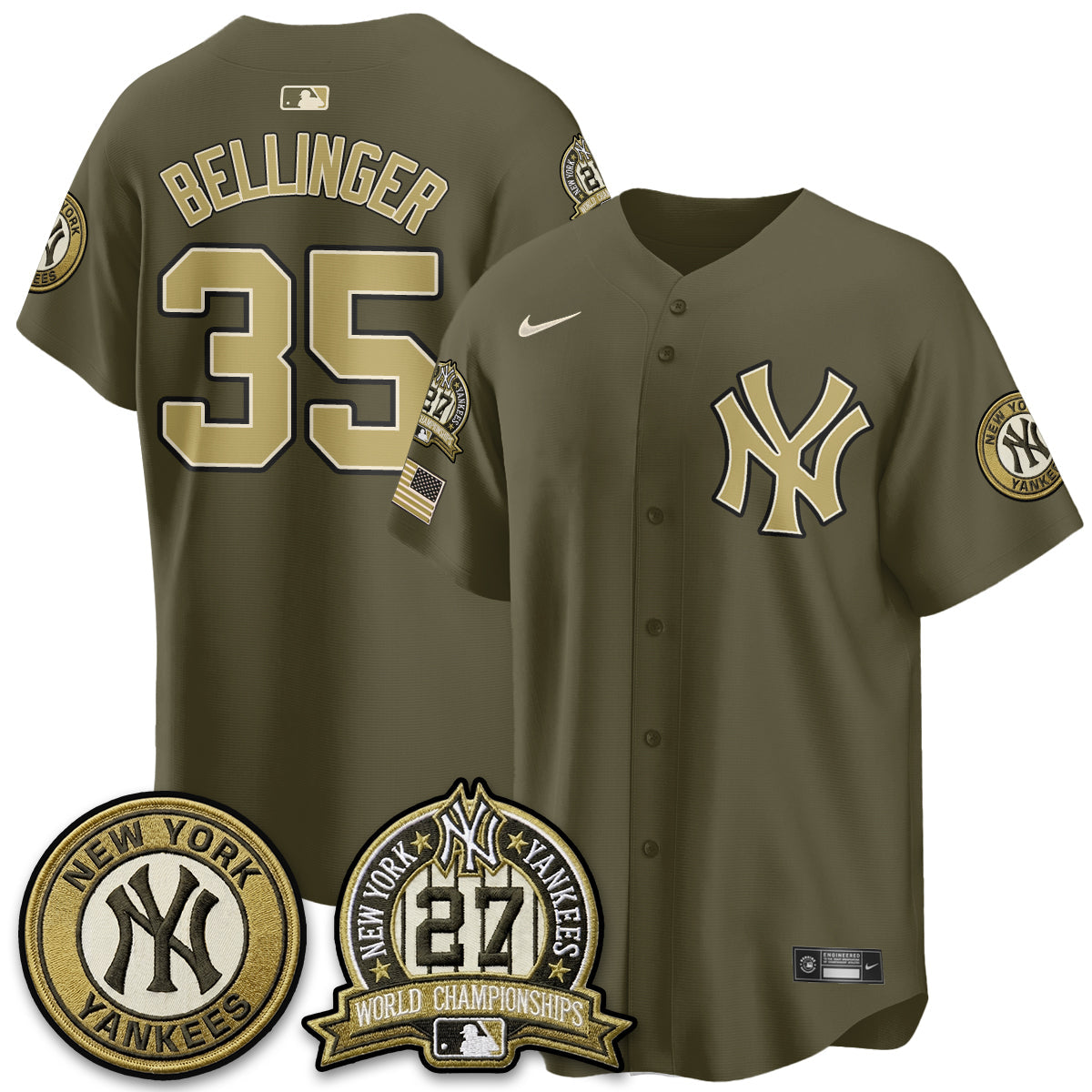 NYY New Era Olive 2026 Armed Forces Day Jersey -All Stitched