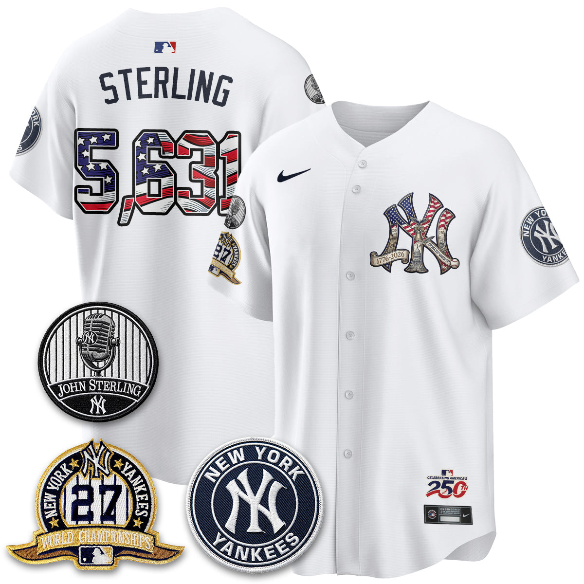 NYY Independence Day USA Vapor Limited Jersey - Stitched
