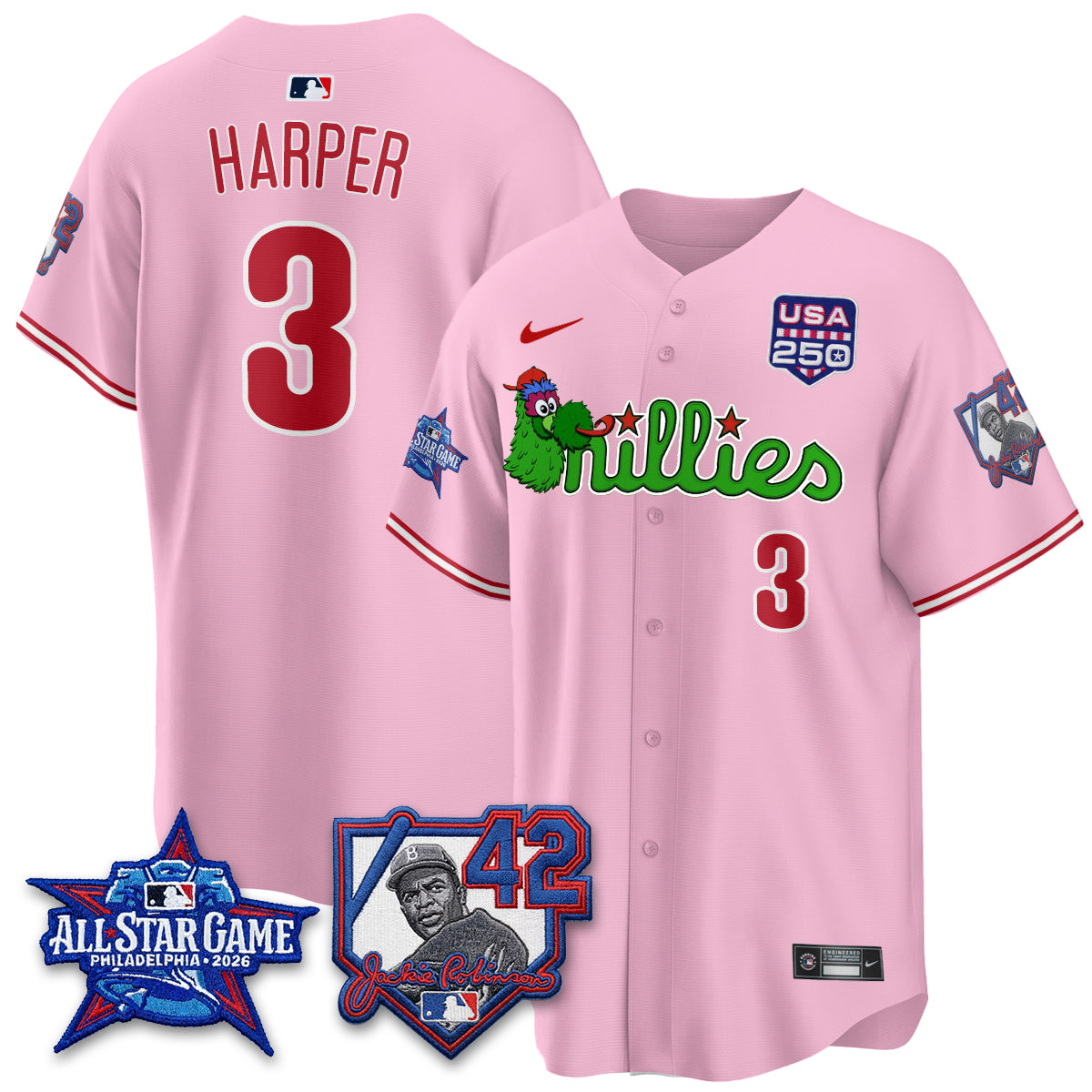 PHI Phanatic 2026 New Era & 250th USA Vapor Limited Jersey - All Star Game - All Stitched