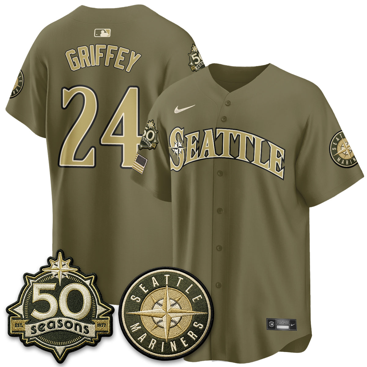SEA New Era Olive 2026 Armed Forces Day Jersey - Stitched