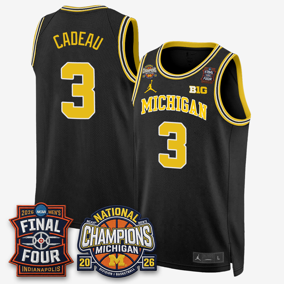MICH Men's Basketball National Champions Big Text Limited Vapor Jersey - All Stitched