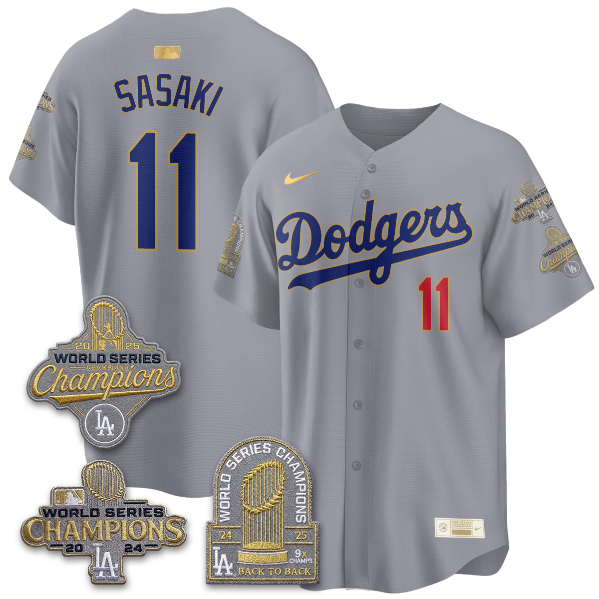 LAD Gold Collection Stadium Vapor Limited Jersey - Back to Back 9x Champs - Stitched