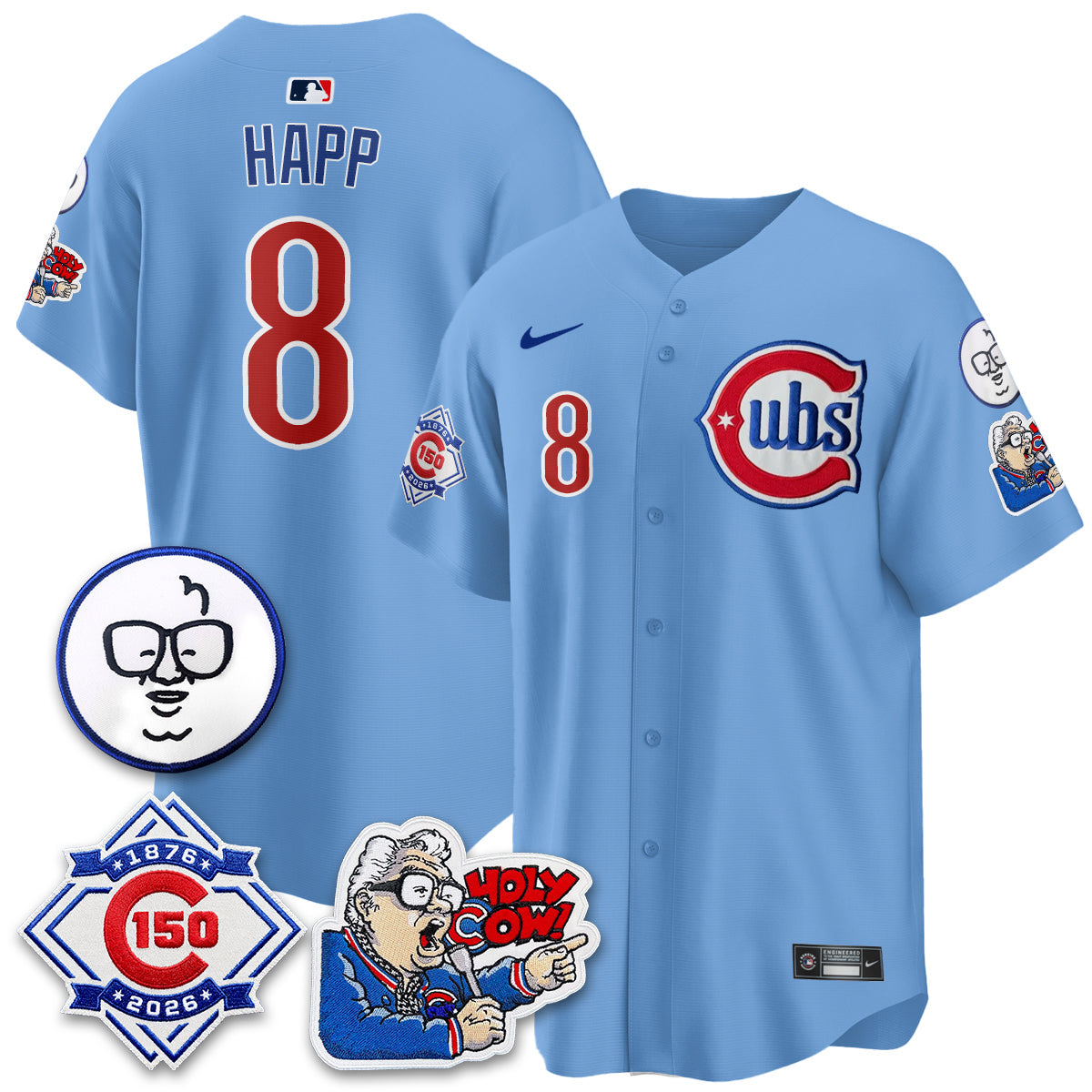 CHC 150th Anniversary Harry Caray Holy Cow Limited Blue Jersey - Stitched V2