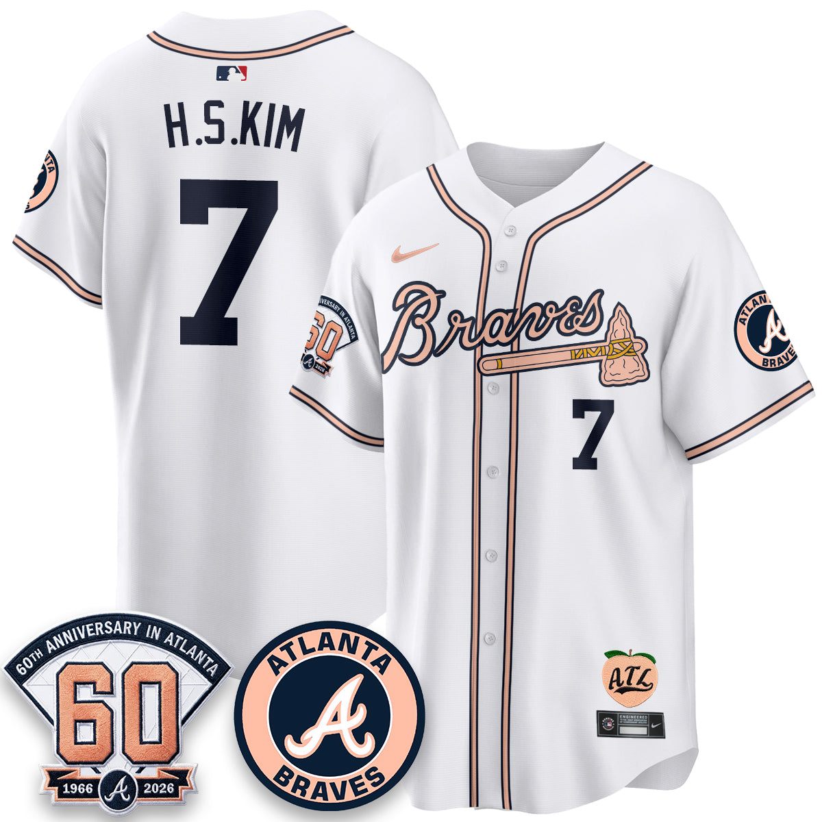 ATL 60th Anniversary Peach Edition Vapor Premier Limited Jersey - Stitched (28)