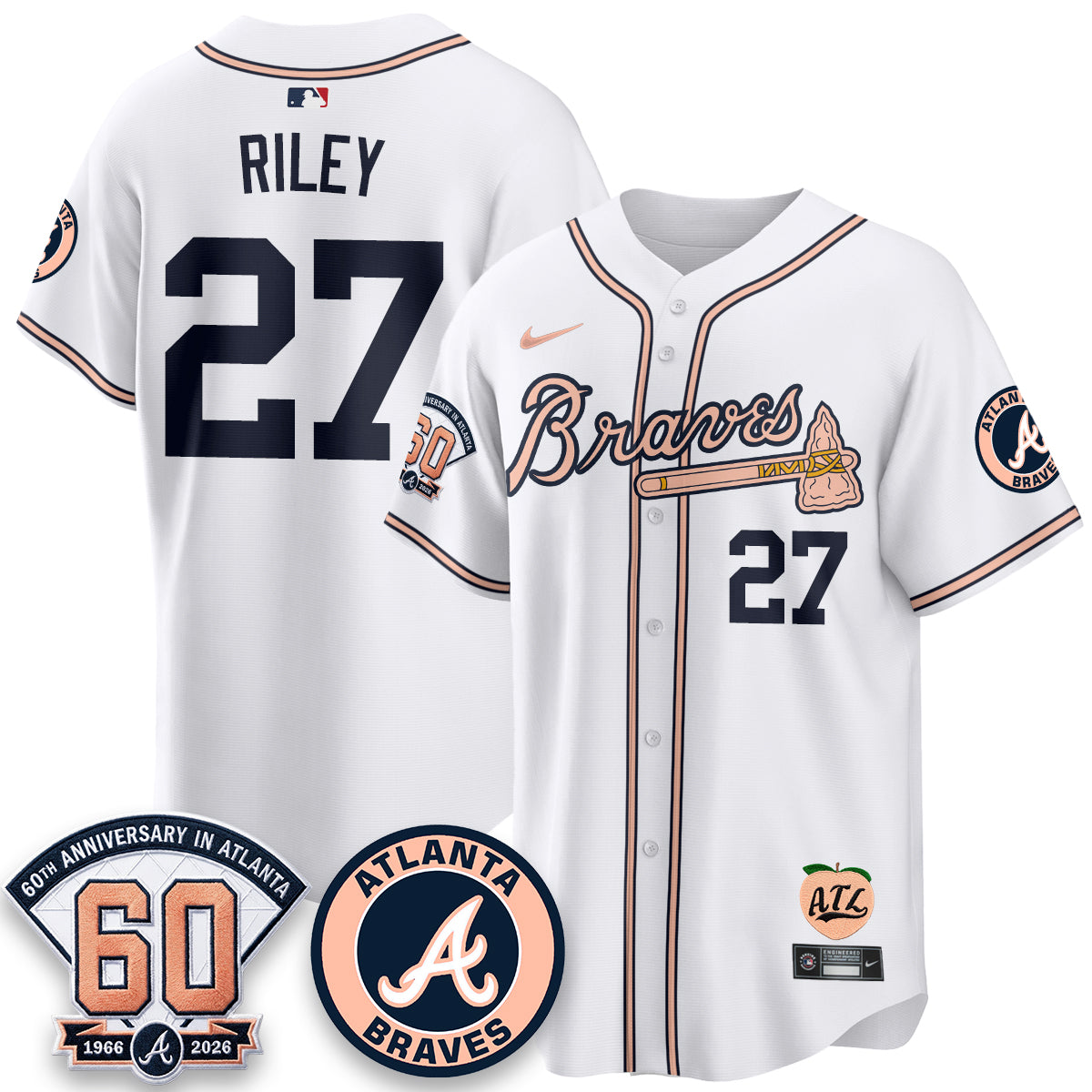 ATL 60th Anniversary Peach Edition Vapor Premier Limited Jersey - Stitched (28)