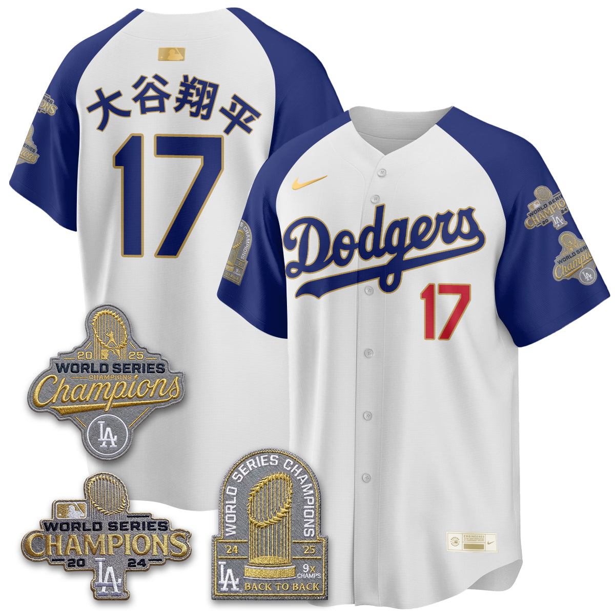 LAD Gold Collection Stadium Vapor Limited Jersey - Back to Back 9x Champs - Stitched