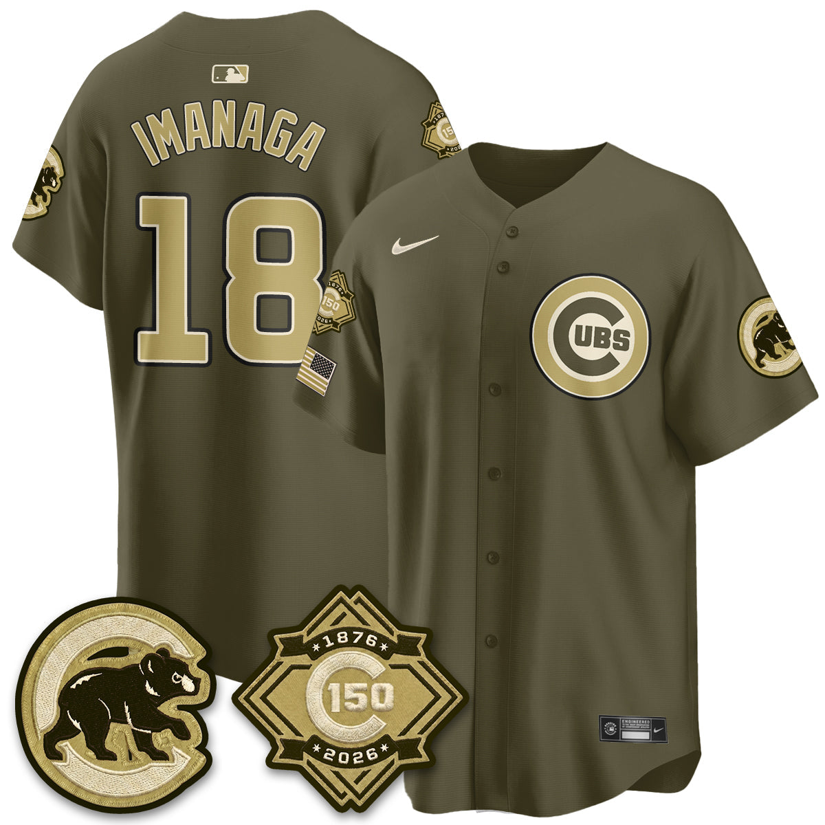 CHC New Era Olive 2026 Armed Forces Day Jersey -All Stitched