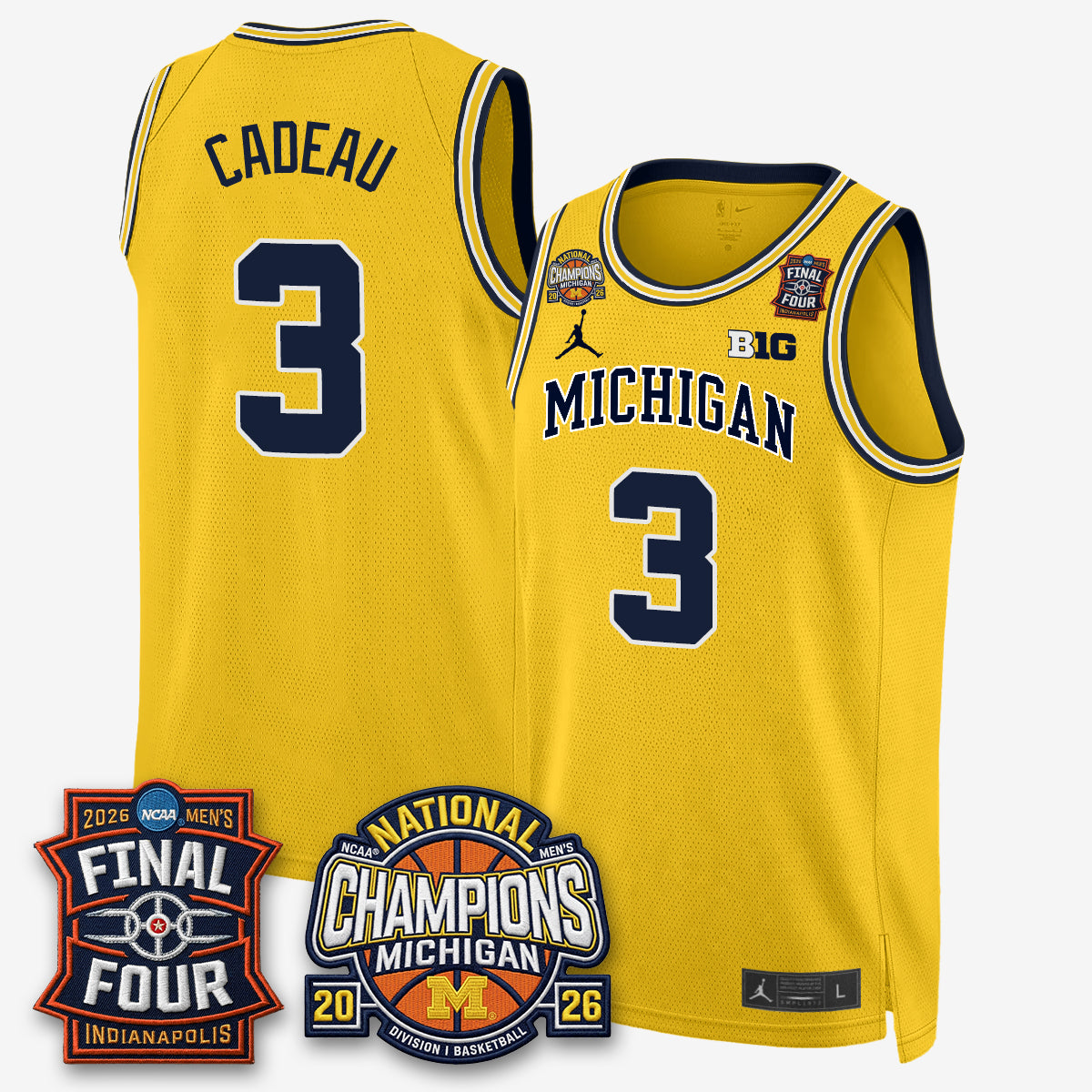 MICH Men's Basketball National Champions Big Text Limited Vapor Jersey - All Stitched