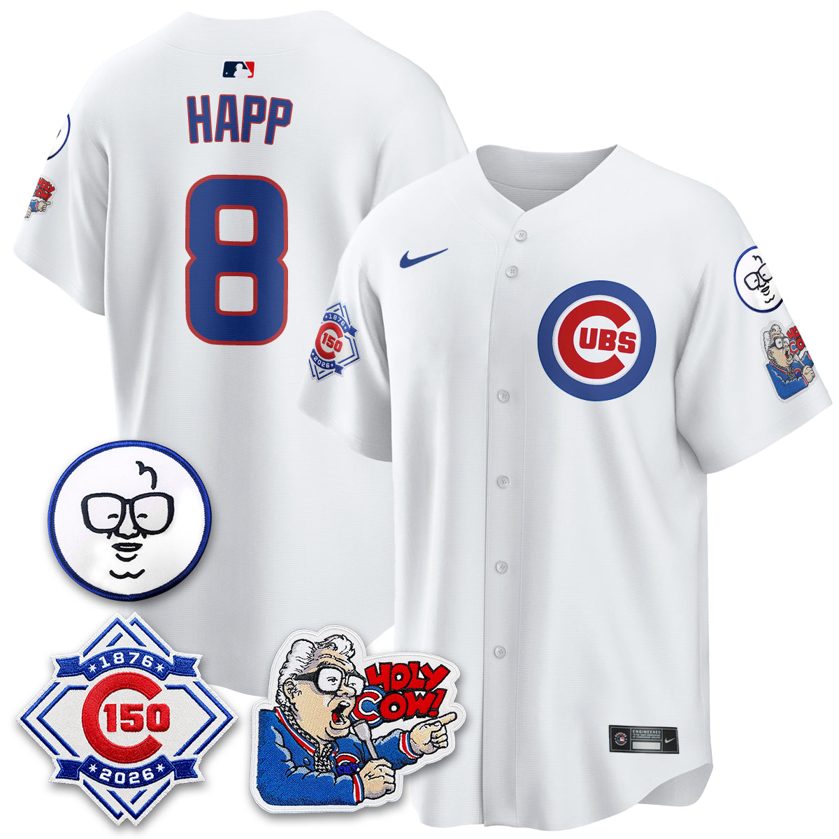 CHC 150th Anniversary Harry Caray Holy Cow Limited Navy Jersey - Stitched V2