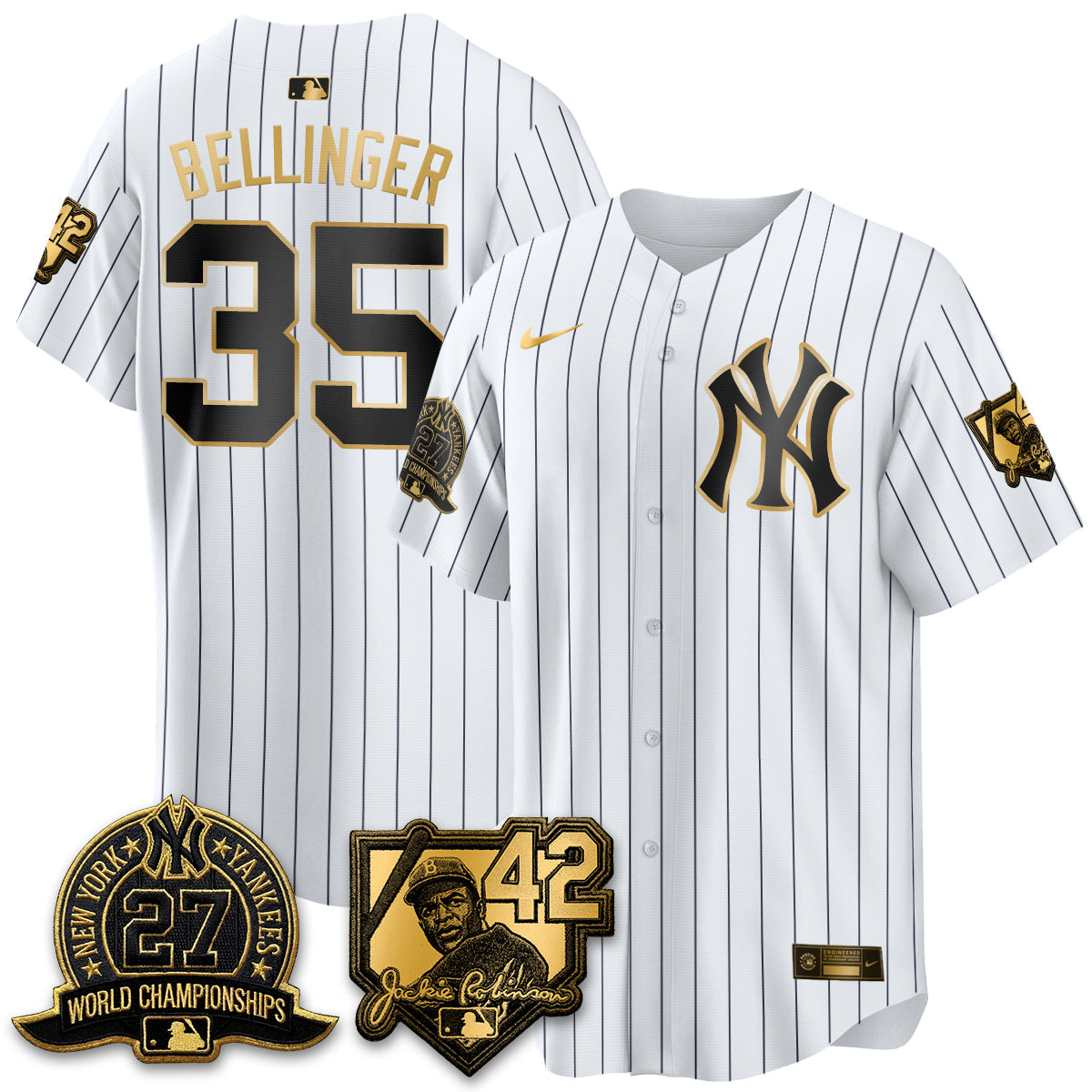 NYY 2026 Jackie Robinson Day Vapor Limited Gold Edition Jersey - All Stitched