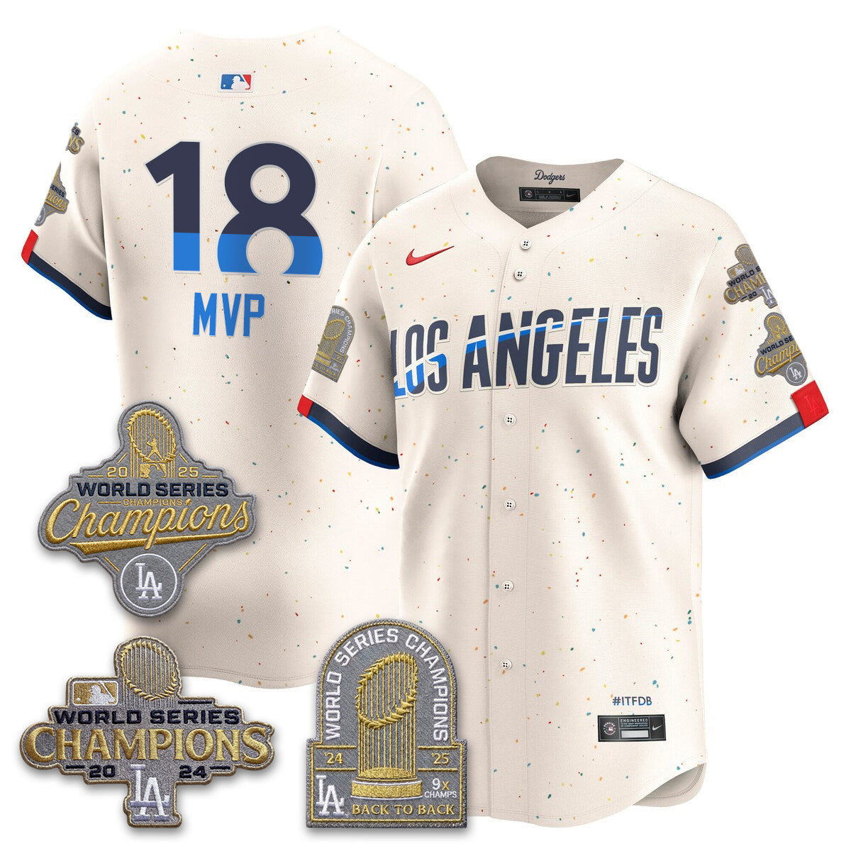 LAD Gold Collection Stadium Vapor Limited Jersey - Back to Back 9x Champs - Stitched