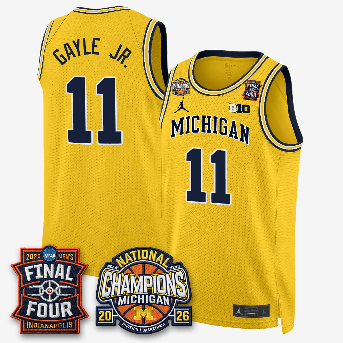 MICH Men's Basketball National Champions Big Text Limited Vapor Jersey - All Stitched