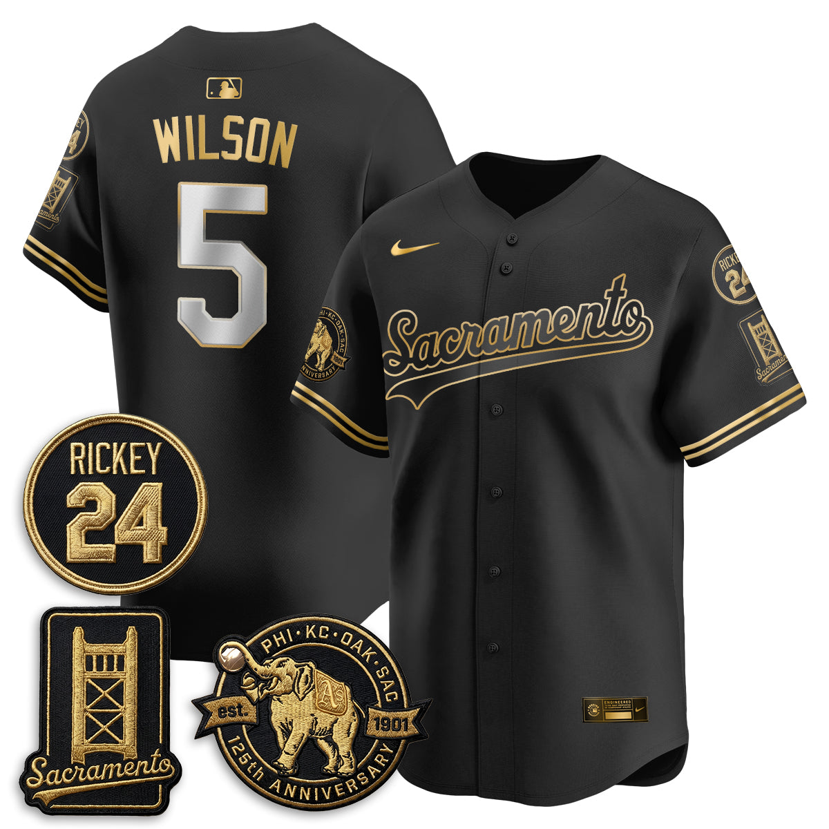 OAK 2026 Alternate Sacramento 125 Years Limited Vapor Gold Edition Jersey - All Stitched
