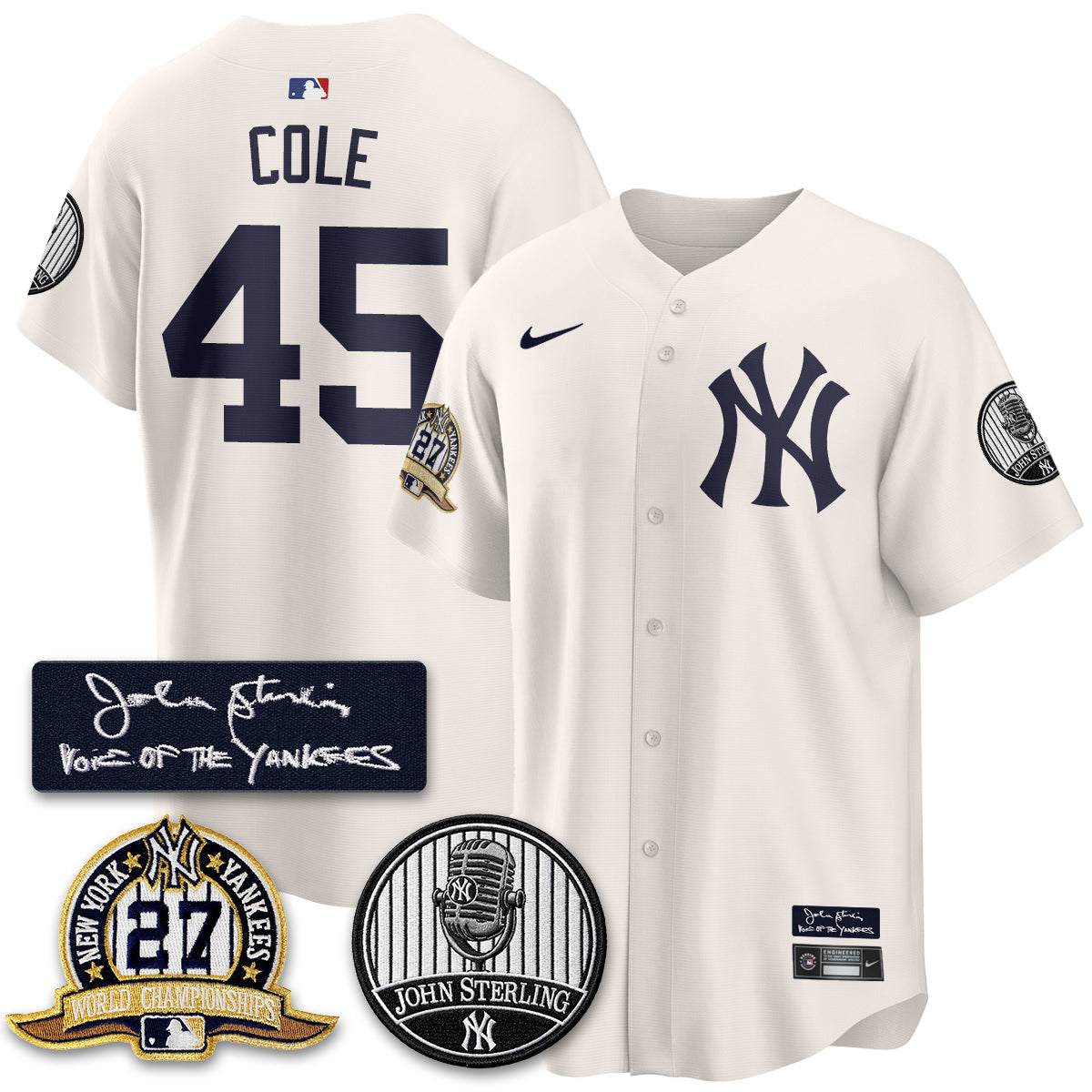 NYY John Sterling Tribute Patch Vapor Premier Limited Jersey - Stitched
